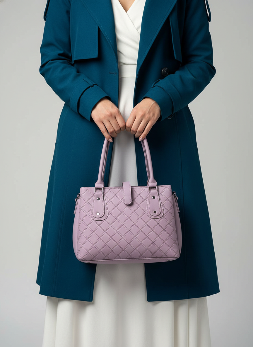 Blush Quilted Structured Tote