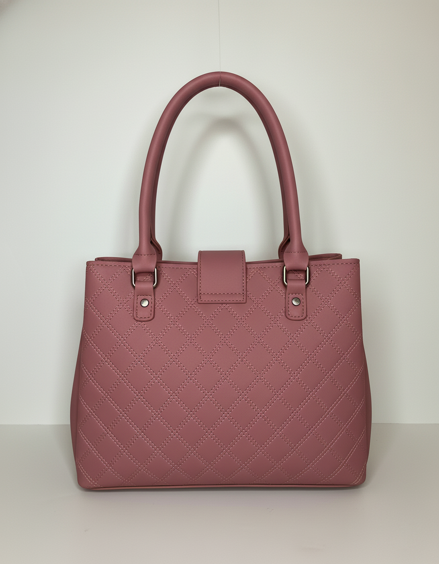 Classic Pink Quilted Structured Tote